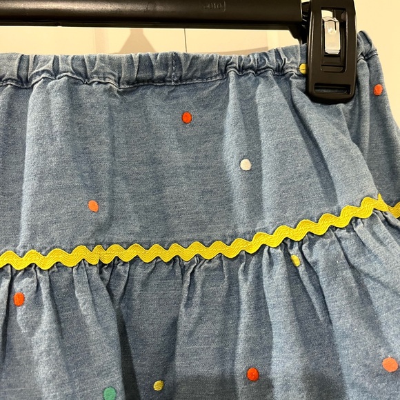 MINI BODEN PRE-LOVED TIER LAYER DENIM SWING SKIRT WITH ELASTIC WAISTBAND TIE - Picture 9 of 17